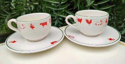 Tasse soucoupe animaux déco frise décorative lot de 2