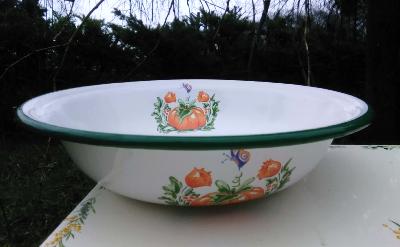 Plat  émaillé saladier citrouille déco vaisselle extérieure émaillée 26 cm