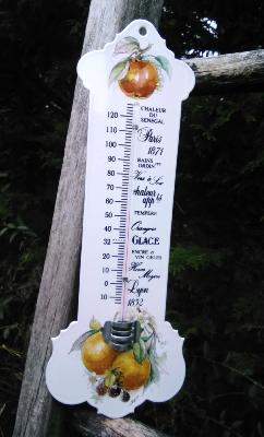 Thermomètre extérieur émaillé retro fruits modèle ancien année 60