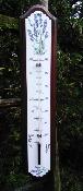 Thermomètre bois émail lavande Provence: plaque émaillée sur bois massif 50 cm
