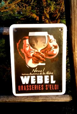 Plaque émaillée Bière Webel qualité française numéro individuel