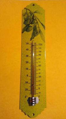 Thermomètre métal émaillé décoratif 30 cm Olives Arémail Emalia