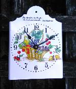 Horloge émaillée murale panier de fruits pendule décorative 