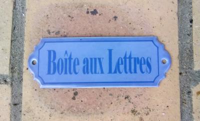 Plaque de porte Boîte aux Lettres plaque émaillée bleu lavande accueil qualité