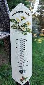 Thermomètre émaillé bouquet de primevères, thermomètre émail 35 cm