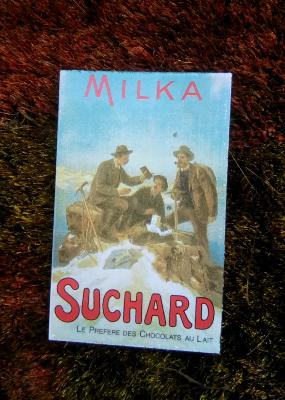 Magnet émaillé Milka Suchard: plaque émaillée ancienne Pub aimantée