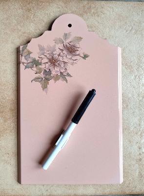 Ardoise mémo émaillé décor roses tableau aide-mémoire qualité