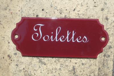 Plaque de porte toilettes émaillée Bordeaux décorative made in France