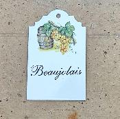 Plaque �maill�e cave Raisin Vin Beaujolais, une signal�tique d�corative en �mail made in France