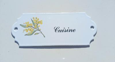 Plaque émaillée cuisine Mimosa, plaque de porte vintage émail et cetera