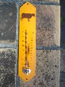 Thermomètre orange métal émaillé décor Vache jardin Maison