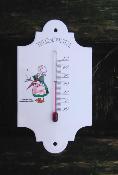 Thermomètre émaillé Bécassine, thermomètre décoratif émail blanc décoré