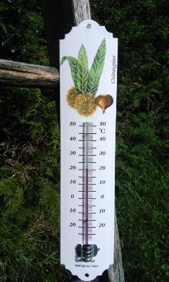 Thermomètre émaillé Jardin châtaignier Arémail Emalia: thermomètre extérieur émaillé 35 cm