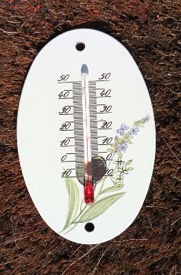 Petit thermomètre émaillé Provence déco Lavande olive noire