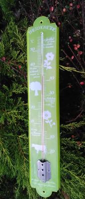 Thermomètre émaillé extérieur Vert nature 50 cm décoration jardin