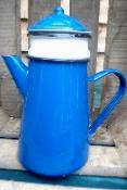 Cafetière filtre émaillée bleue Vintage tous feux 1,5L: émail traditionnel