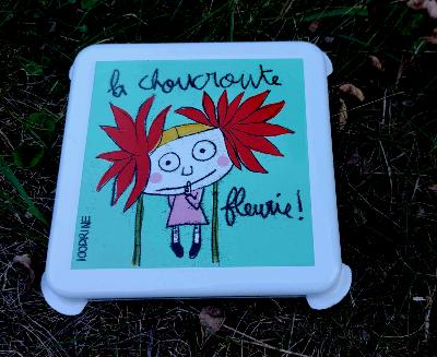 Dessous de plat émail déco 100DRINE, accessoire déco cuisine modèle années 60