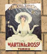 Toile imprimée panneau publicitaire Martini & Rossi cadre bois