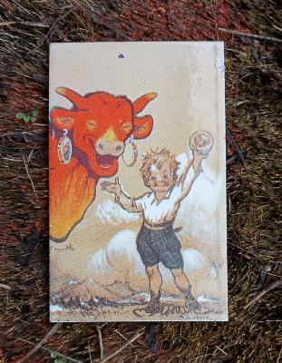 Magnet Vache qui Rit émail, plaque émaillée ancienne publicité aimantée