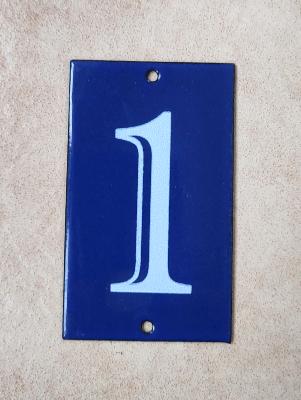 Petite plaque émaillée numéro de maison N° 1 bleu émail et cetera