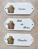 3 plaques émaillées motif jardin salle de bains chambre cuisine
