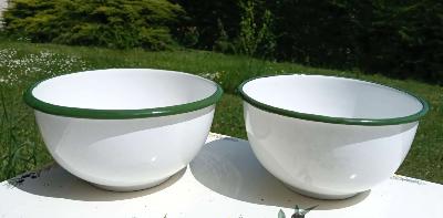 Saladier creux émail blanc 17 cm vaisselle émaillée lot de 2