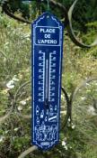 Thermomètre bleu émaillé décoratif Place de l'Apéro 30 cm: thermomètre extérieur intérieur