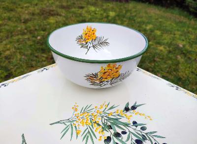 Saladier émaillé creux Mimosa 21 cm: vaisselle émaillée déco Provence