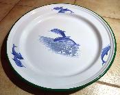 Grand plateau émaillé décors dauphins cuisine émail et cetera