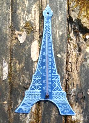 Thermomètre Tour Eiffel émaillé bleu comme la plaque de rue de Paris  20 cm