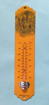 Thermomètre émaillé animaux de la forêt cerf biche 25 cm
