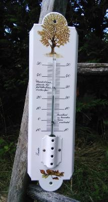 Thermomètre émail jardin arbres d'automne, thermomètre extérieur émaillé 35 cm