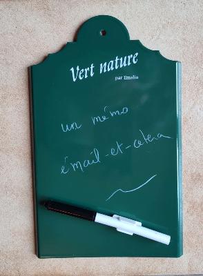 Pense bête émaillé vert, tableau aide mémoire émail de qualité
