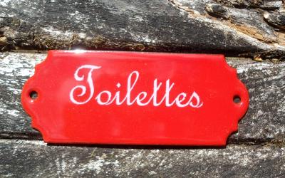 Plaque Toilettes émaillée Rouge qualité émail véritable made in France