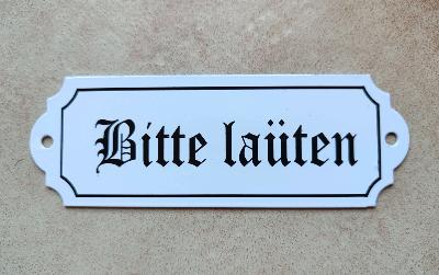 Plaque émaillée Bitte Lauten Sonnez plaque décorative émail et cetera