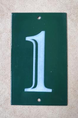 Petite plaque émaillée numéro de maison N° 1 vert émail et cetera