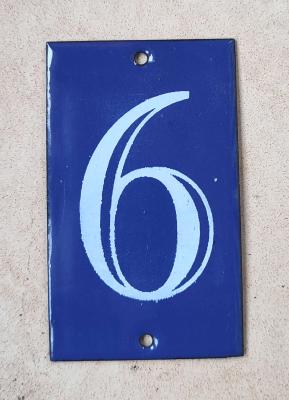 Petite plaque émaillée numéro de maison N° 6 émail et cetera