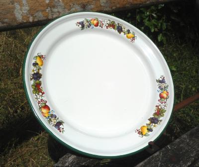 Plateau 32 cm émaillé fruits guirlandes: cuisine émail et cetera