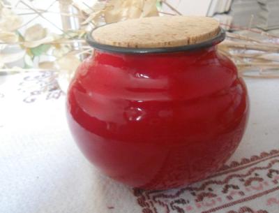 Pot émaillé rouge: contenant déco émail pour épices, crayons, bonbons et cetera