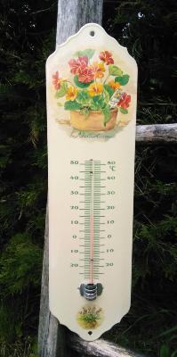 Thermomètre émaillé fleurs Jardin Maison Arémail Emalia: authentique thermomètre en émail 35 cm