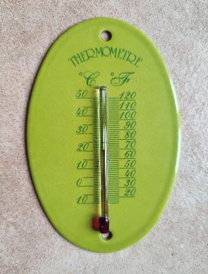 Thermomètre émaillé ovale vert pomme thermomètre extérieur décoratif 