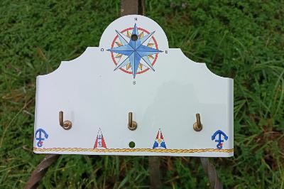 Accroche-torchon émaillé déco marine plaque émaillée