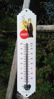 Thermomètre émaillé publicitaire Vintage 30 cm Coca Cola: thermomètre extérieur émaillé
