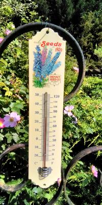 Thermomètre Vintage émaillé fleurs Seeds idée cadeau déco