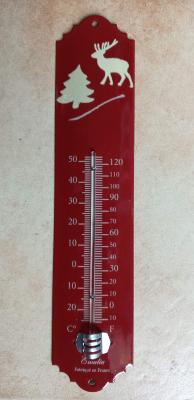 Thermomètre émaillé déco montagne Chalet flocon 30 cm Ar émail Emalia