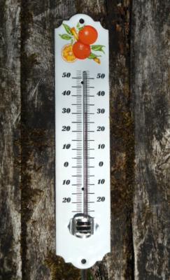 Thermomètre Vintage déco oranges émaillé: thermomètre émail extérieur