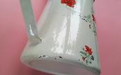 Cafetière émaillée motif fleur coquelicot cafetière filtre vintage