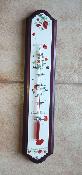 Thermom�tre bois �mail Coquelicot: plaque �maill�e bois massif