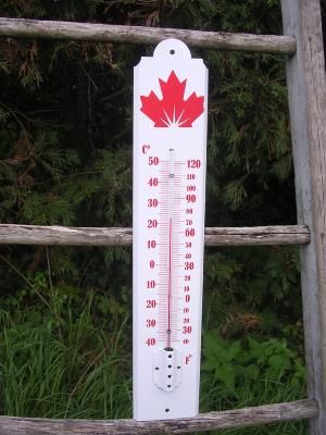 Thermomètre émaillé extérieur Feuille d'Erable Canada, thermomètre émail -45°C +50°C