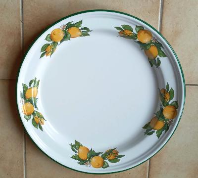 Grand plateau émaillé citrons 40 cm: la cuisine émail et cetera